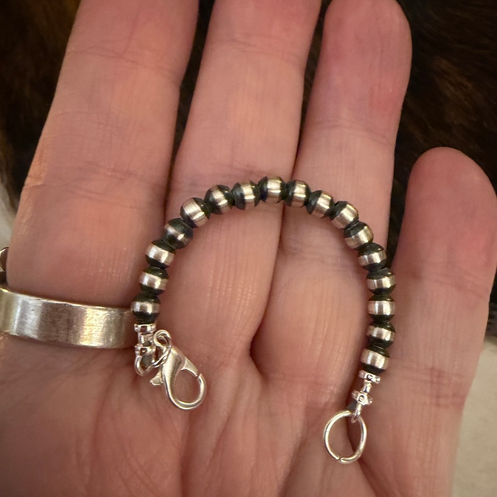 ❤️ 3” 4mm Navajo Desert Pearl / Beads Necklace Bracelet EXTENDER Sterling Silver